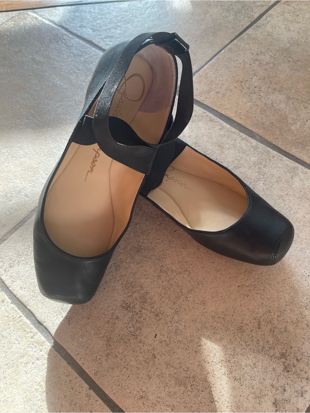 Jessica Simpson Black Ballet Flats with Elastic Ankle Strap